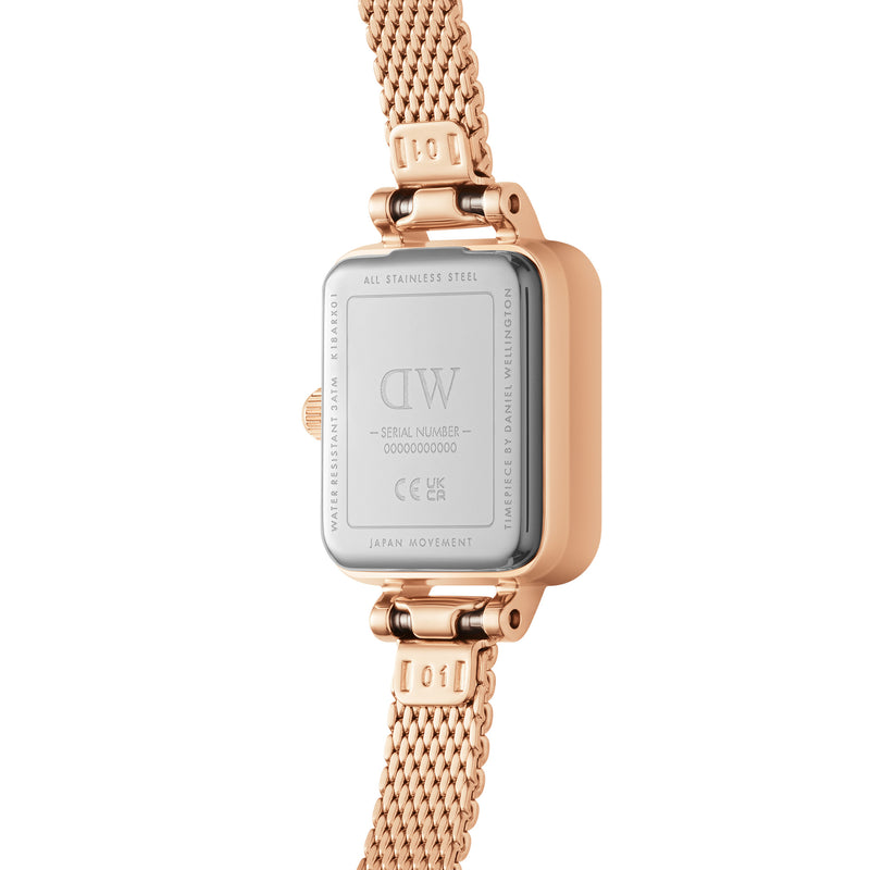 Quadro Mini Bezel Lumine Melrose White Rose Gold Watch