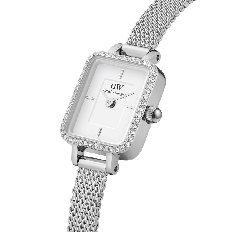 Quadro Mini Bezel Lumine Sterling White Silver Watch
