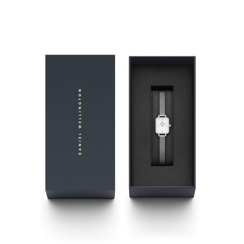 Quadro Mini Bezel Lumine Sterling White Silver Watch