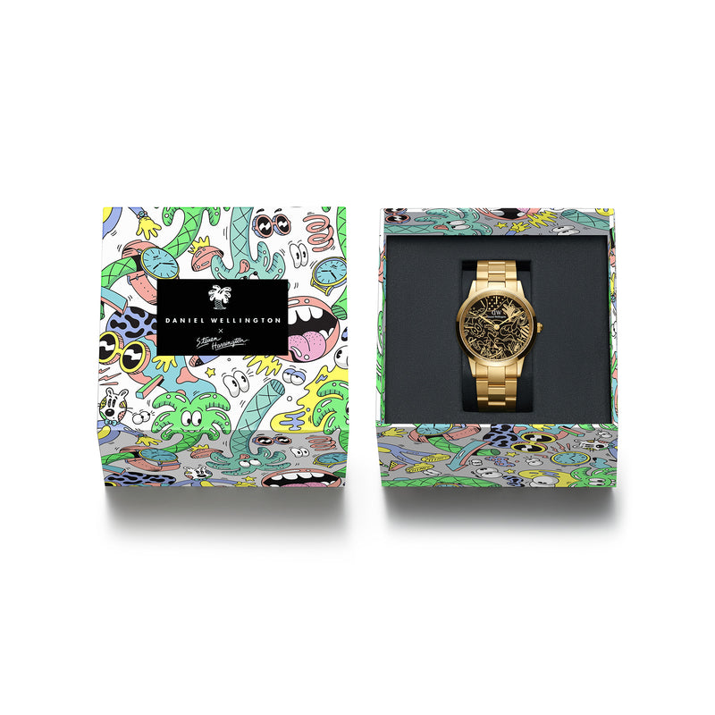 Reloj dorado Steven Harrington de dos tonos con enlace icónico de mm