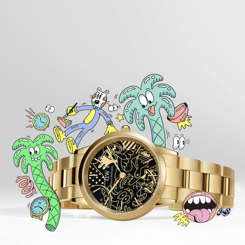 Reloj dorado Steven Harrington de dos tonos con enlace icónico de mm
