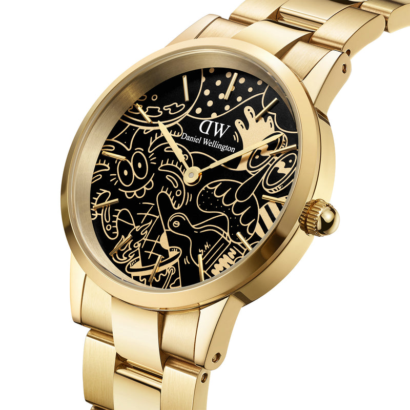 Reloj dorado Steven Harrington de dos tonos con enlace icónico de mm