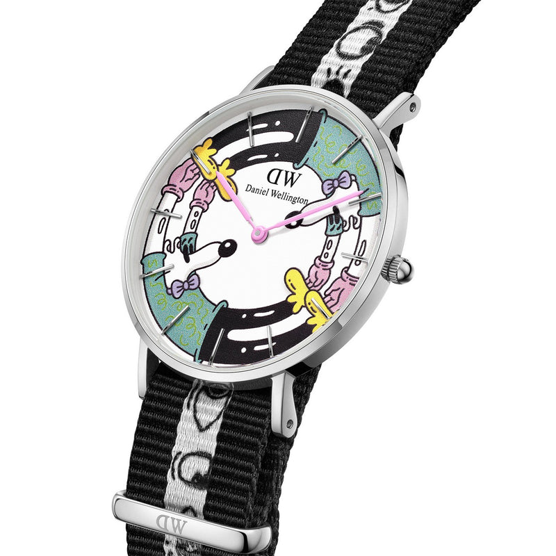 Steven Harrington X Dw Nato Multicolor Printed Dial Silver Watch