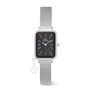 Reloj Quadro Charm Bisel de plata esterlina en color negro fregona