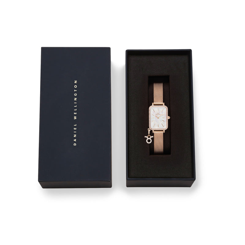 Reloj Quadro Charm Bezel Melrose White Mop en oro rosa