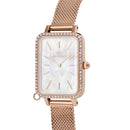 Reloj Quadro Charm Bezel Melrose White Mop en oro rosa