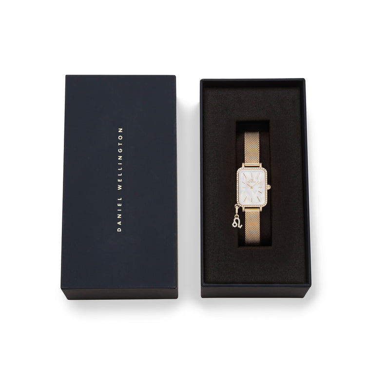 Quadro Charm Bezel Evergold White Mop Gold Watch