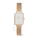 Quadro Charm Bezel Evergold White Mop Gold Watch