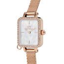 Reloj Quadro Mini Charm Bezel Melrose White Mop en oro rosa