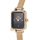 Quadro Mini Charm Bezel Evergold Black Mop Gold Watch
