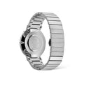Reloj clásico de plata con ónix y enlace de piano