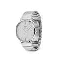 Reloj Unitone plateado con enlace de piano clásico