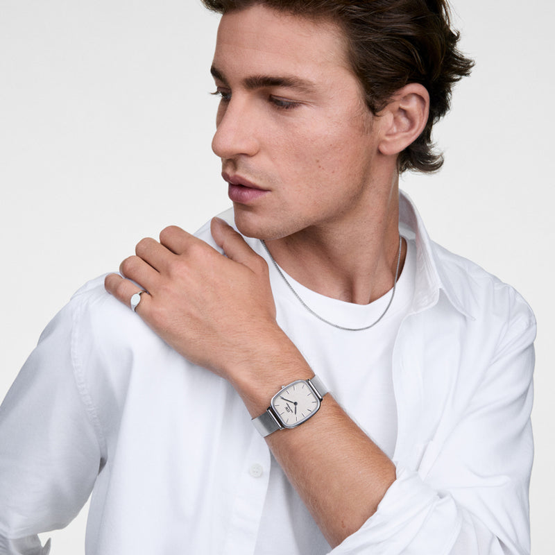 Marlon Sterling Wire Linen Silver Watch