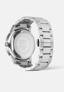 Reloj icónico Paradigma Link blanco con bisel azul rayos de sol y plateado