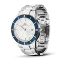 Reloj icónico Paradigma Link blanco con bisel azul rayos de sol y plateado