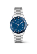 Reloj plateado con bisel azul y esmalte azul icónico Paradigma Link