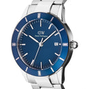 Reloj plateado con bisel azul y esmalte azul icónico Paradigma Link