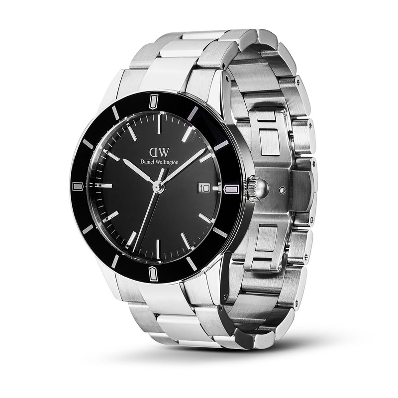Iconic Paradigma Link Black Enamel Black Bezel Silver Watch