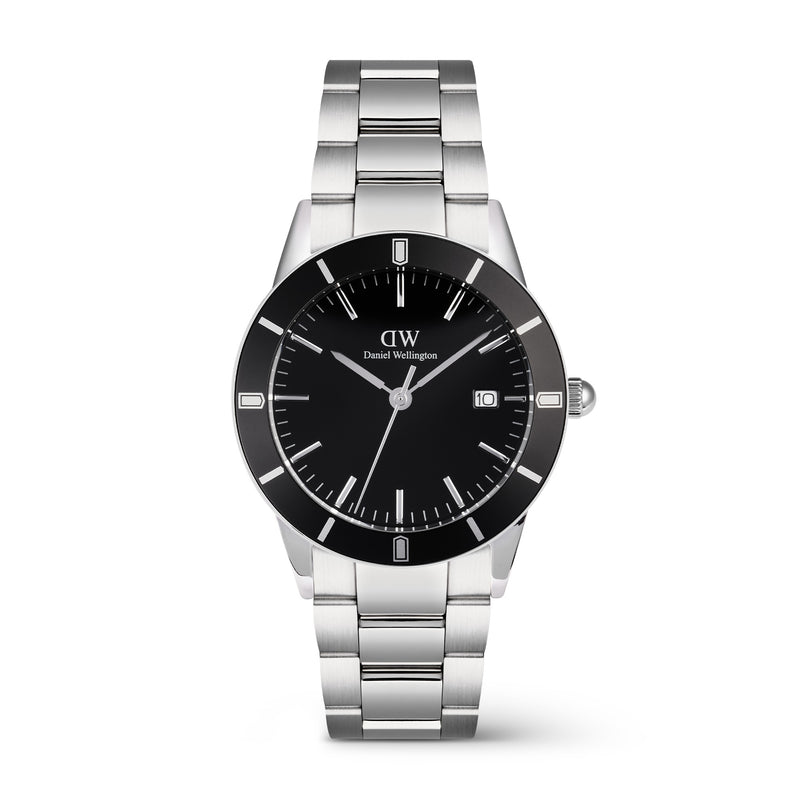 Iconic Paradigma Link Black Enamel Black Bezel Silver Watch