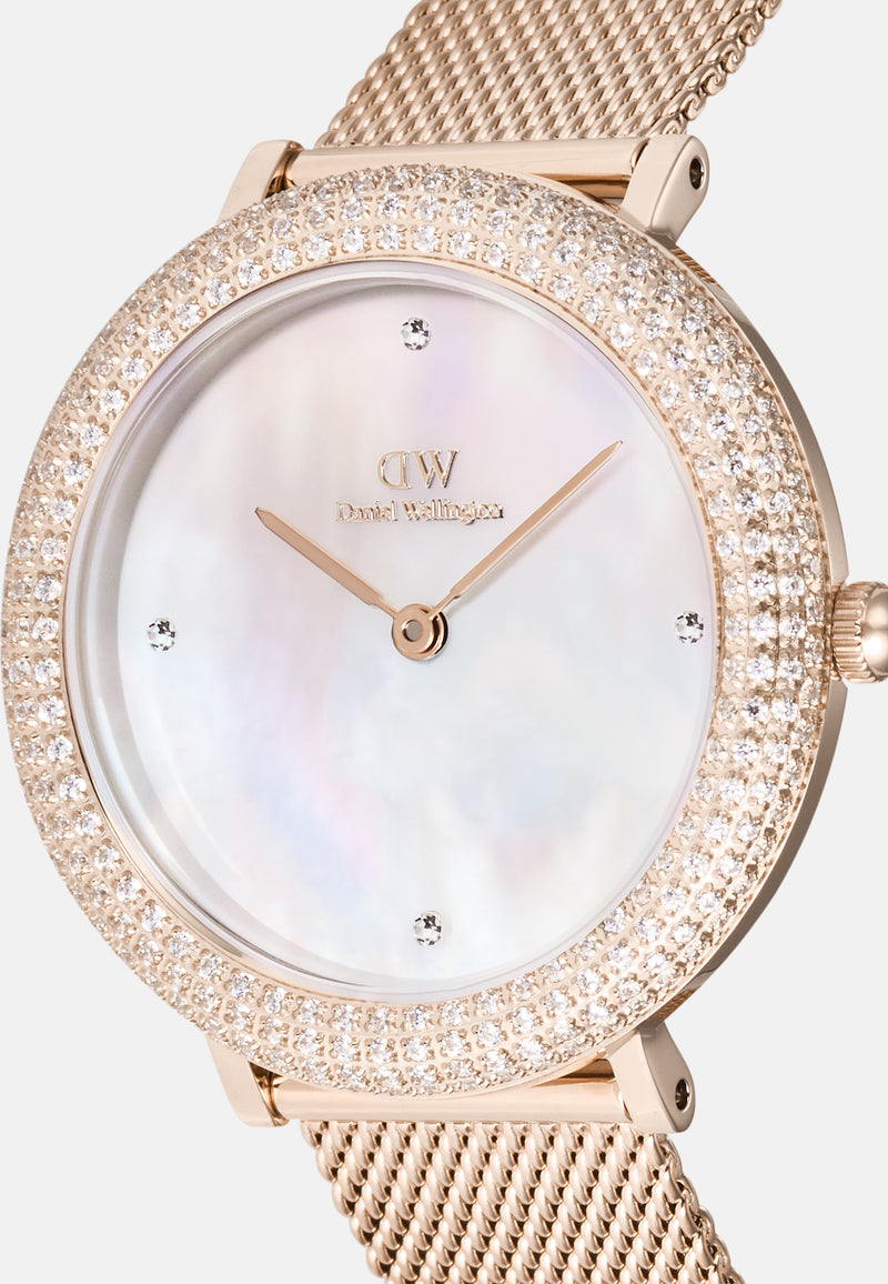 Crystalline Bezel Melrose White Mop Rose Gold Watch