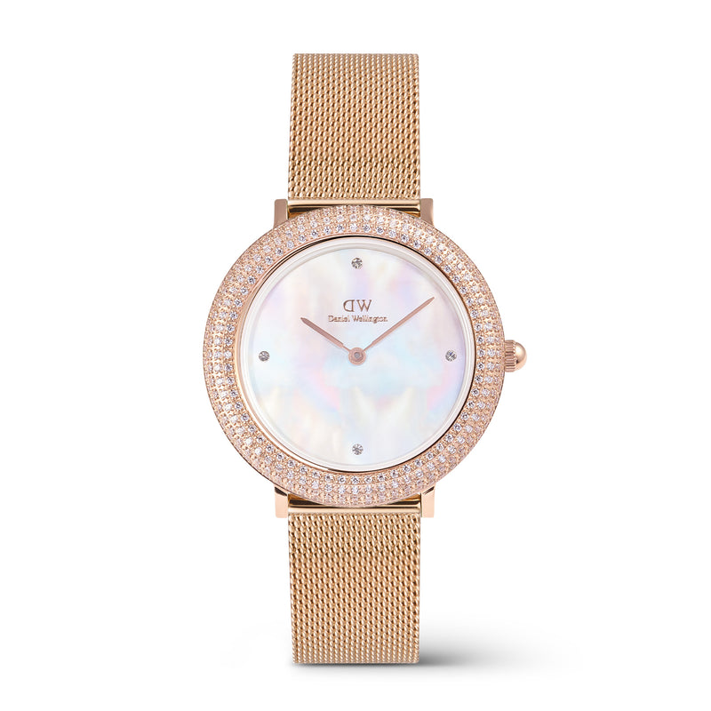 Crystalline Bezel Melrose White Mop Rose Gold Watch