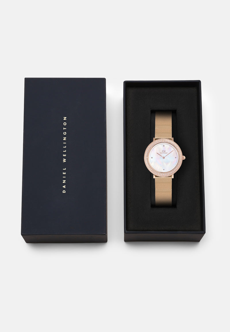 Crystalline Bezel Melrose White Mop Rose Gold Watch