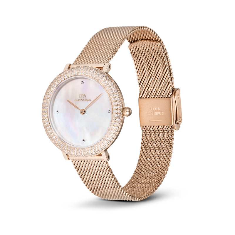 Crystalline Bezel Melrose White Mop Rose Gold Watch