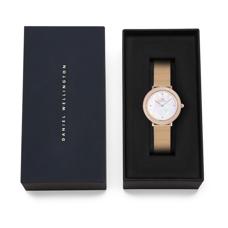 Crystalline Bezel Melrose White Mop Rose Gold Watch