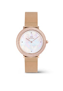 Crystalline Bezel Melrose White Mop Rose Gold Watch