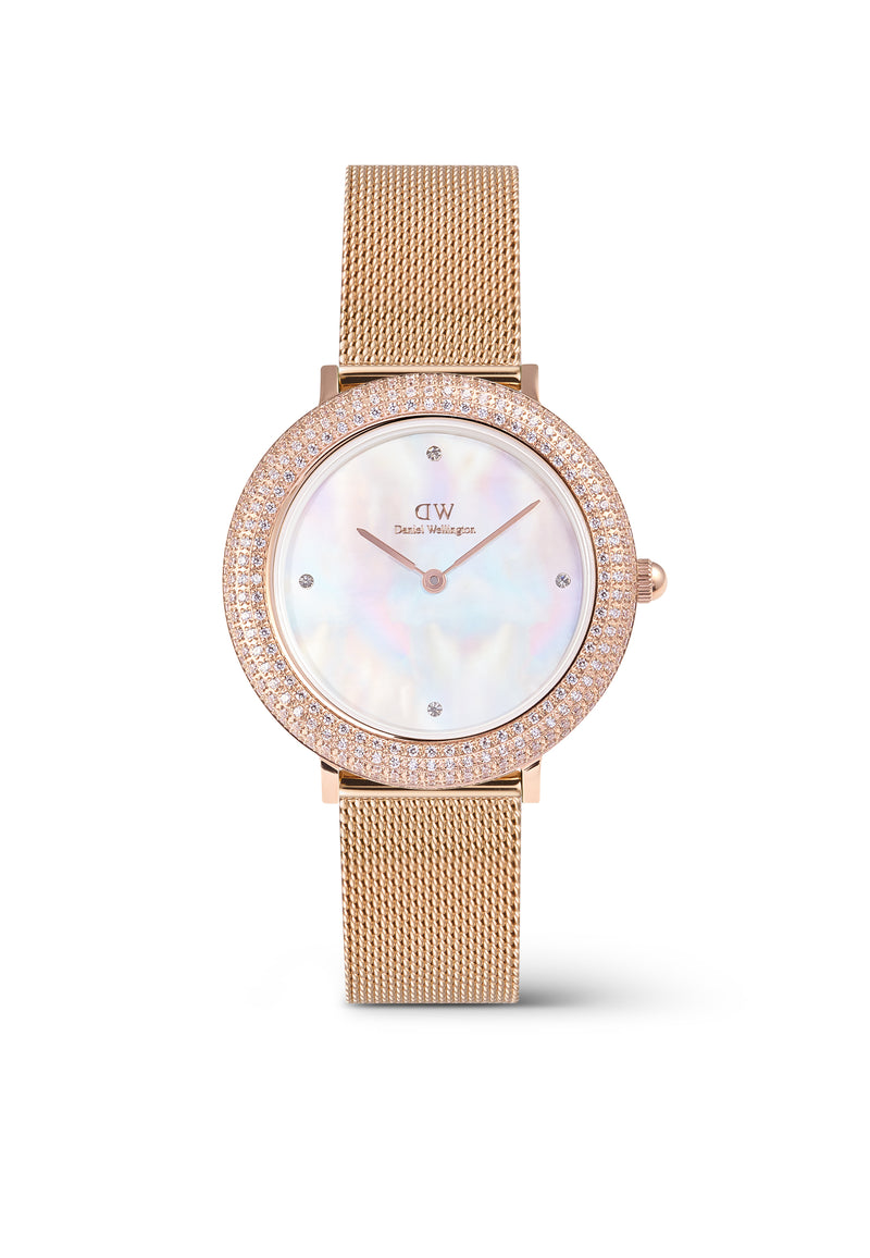 Crystalline Bezel Melrose White Mop Rose Gold Watch