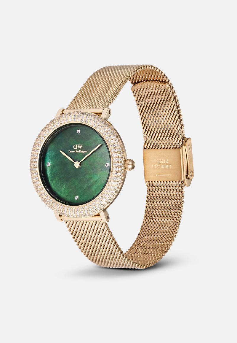 Crystalline Bezel Evergold Green Mop Gold Watch