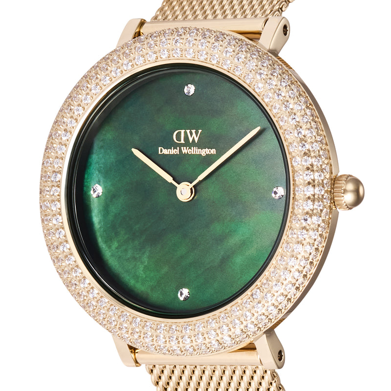 Crystalline Bezel Evergold Green Mop Gold Watch
