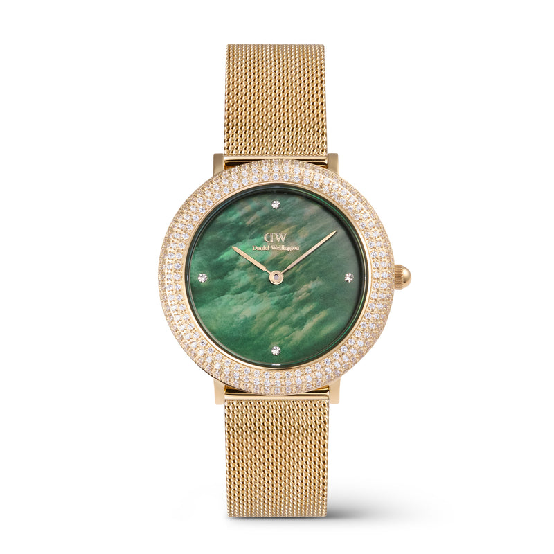 Crystalline Bezel Evergold Green Mop Gold Watch