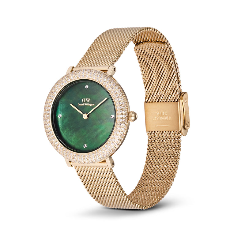 Crystalline Bezel Evergold Green Mop Gold Watch