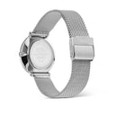 Reloj plateado con fregona azul esterlina con bisel cristalino