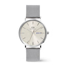 Reloj clásico de plata esterlina color champán con pantalla de día
