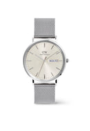 Reloj clásico de plata esterlina color champán con pantalla de día