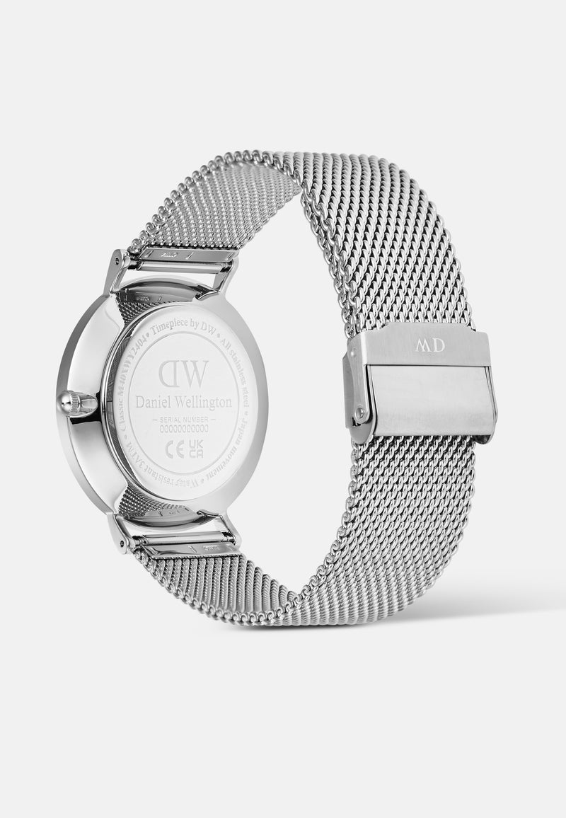 Reloj clásico de plata esterlina color champán con pantalla de día