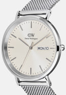 Reloj clásico de plata esterlina color champán con pantalla de día