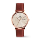 Reloj clásico de oro rosa champán St Mawes con pantalla de día