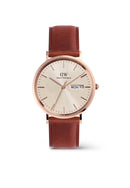 Reloj clásico de oro rosa champán St Mawes con pantalla de día