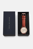 Reloj clásico de oro rosa champán St Mawes con pantalla de día