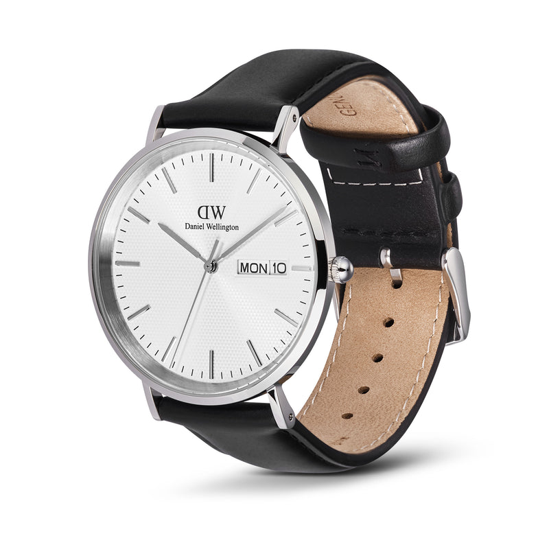 Classic Day Display Sheffield White Silver Watch