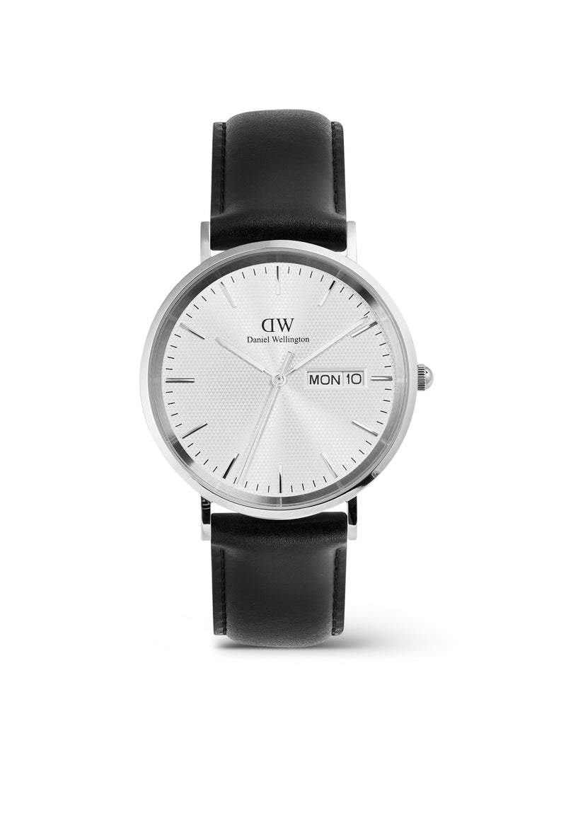 Classic Day Display Sheffield White Silver Watch