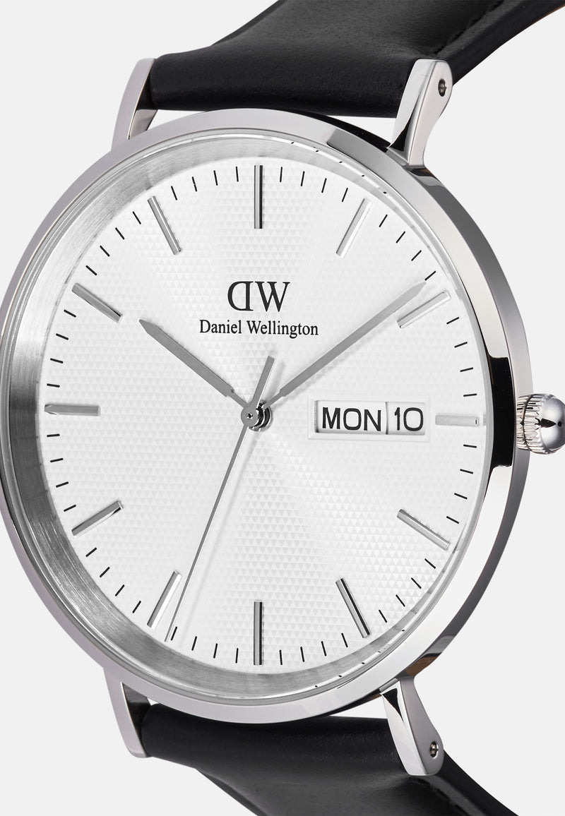 Classic Day Display Sheffield White Silver Watch