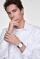 Classic Day Display Sheffield White Silver Watch