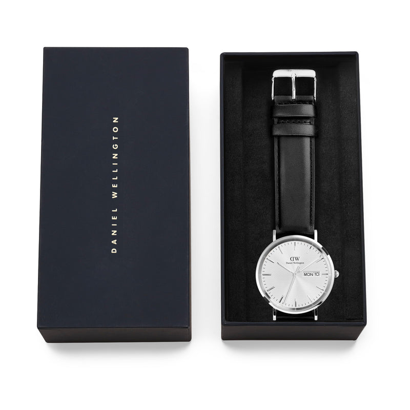 Classic Day Display Sheffield White Silver Watch