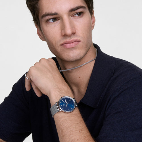 Classic Day Display Sterling Arctic Silver Watch