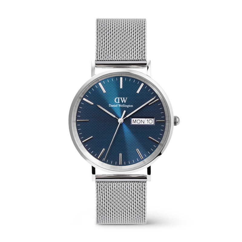 Reloj clásico de plata esterlina con visualización diurna
