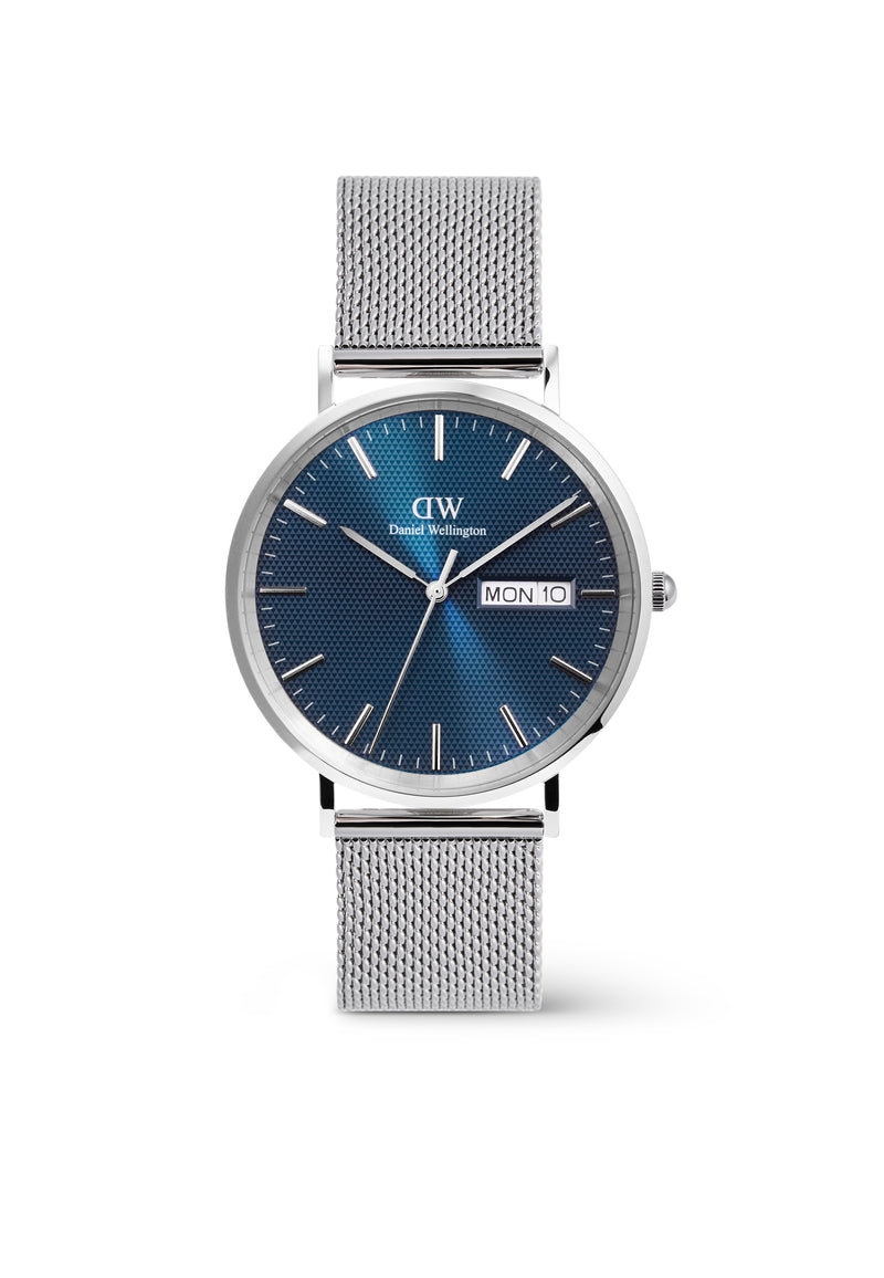 Reloj clásico de plata esterlina con visualización diurna